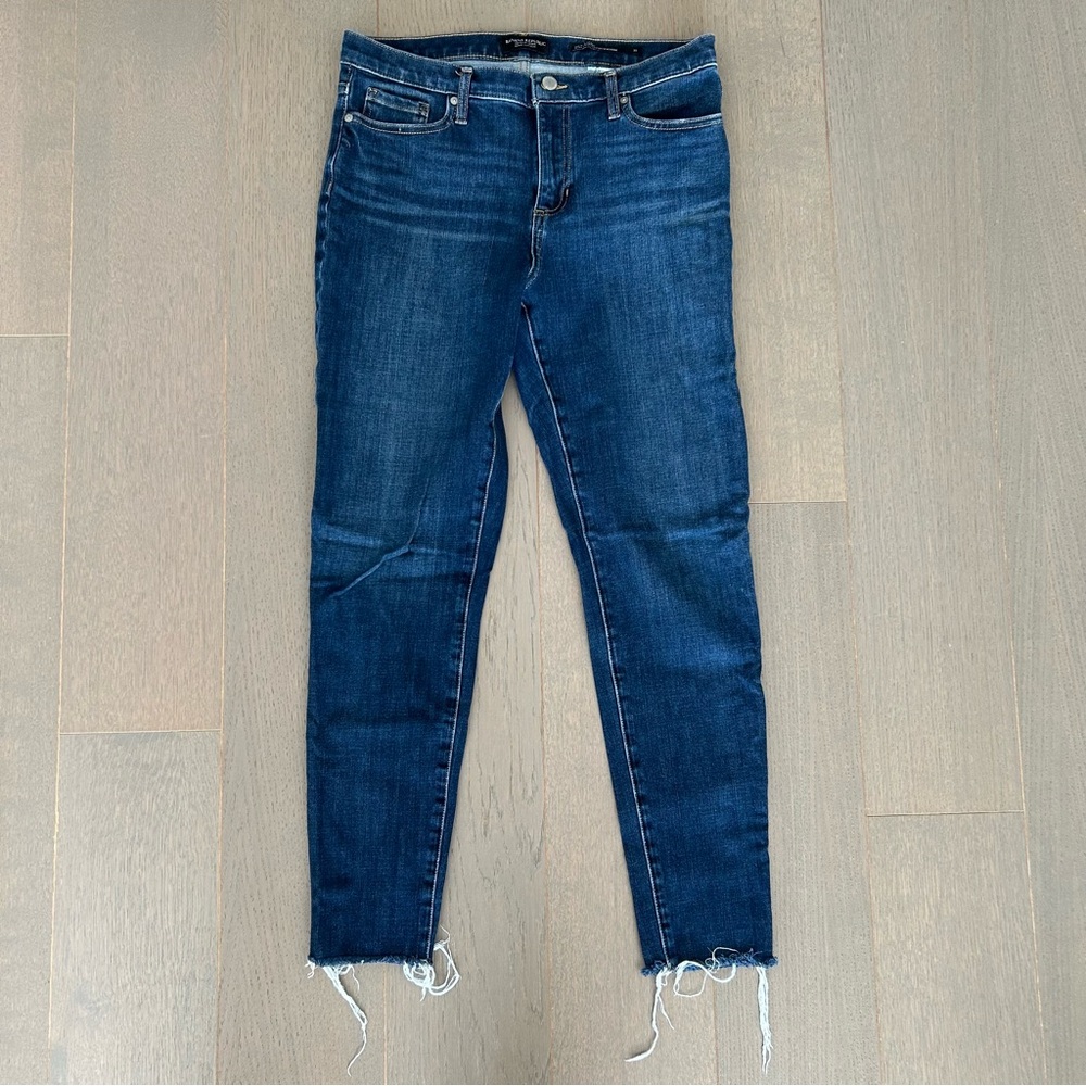 Banana Republic Blue Mid Rise Fringe Skinny Jeans